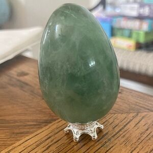 Polished Flourite egg on stand